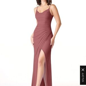 Azazie Deandra Dress Stretch
Fitted Pleated Mesh Long Dress bridal grad sz A8